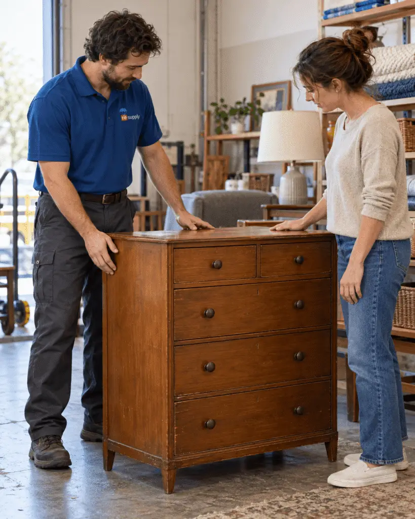 Donated furniture being delivered to a charity partner